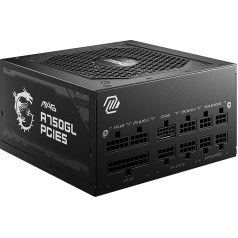 MSI MAG A750GL PCIE5 maitinimo šaltinis, 750 W, 80 Plus Gold, visiškai modulinis, ATX 3.0, palaiko PCIe 5.0 GPU, 120 mm FDB ventiliatorius su dinaminiais rutuliniais guoliais, 