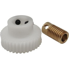 Ritzelgetriebe 1 Stück 0,5 Modul Turbinenradsatz 1:30 Getriebe 0,5 M 30 Zähne POM Schneckengetriebe mit 5 mm Bohrung Kupferschneckenstange for mechanische Projekte Antriebsmechanik(5MM BORE)