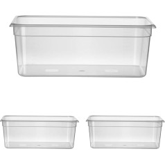 HENDI Gastronorm talpykla, atspari temperatūrai nuo -40 °C iki 80 °C, bekvapė ir bekvapė, be dangčio, 28 l, polipropilenas, GN 1/1, 530 x 325 x (H) 200 mm, skaidri (3 vnt.)
