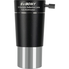 Svbony SV213 Barlow lęšis 3X, 1,25 colio Barlow 3 elementų FMC metalinis teleskopo priedas, skirtas planetų fotografijai ir stebėjimams