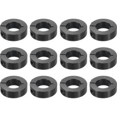 12 Stück eingeteilte Schaftmanschette, 2,2 cm Bohrung, einteiliger Klemmkragen, 3,8 cm Außendurchmesser, 1,27 cm Dicke, schwarzes Oxidstahl-Set, Schraubverschluss-Kragenklemme