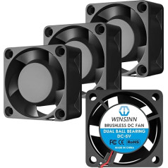 WINSINN 40 mm 5 V ventiliatorius - dvigubas rutulinis guolis, 7000 aps./min., 4020 tylus aušinimo ventiliatorius, skirtas 3D spausdintuvui, vaizdo registratoriui ir smulkiai elektronikai, 30 cm laidas su XH2.54-2PIN, bešepetėlinis, 40 x 20 mm (4 vnt.)