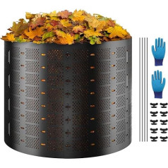 VEVOR Quick Composter 1000 L sodo komposteris 90 x 100 cm Termo komposteris HDPE plastikinis komposteris, atsparus korozijai, karščiui Kompostavimo konteineris, skirtas namų ūkio atliekoms mažinti