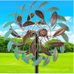 Gouisalin 360° Wind Chimes Lauko vėjo skulptūros Vėjo malūnas su metaliniu kotu Kinetinis didelis metalinis kiemo menas Dekoras Spinner Pinwheels sodo lauko terasos vejos