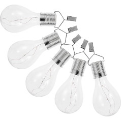 HOMSFOU Pakuotė iš 5 saulės šviesos žibintų sodui, atsparūs oro sąlygoms, saulės energija varomi lauko žibintai su spaustuku, lengvai montuojami, taupantys energiją ir patvarūs, skirti terasoms ir festivaliams