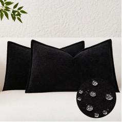 Kevin-Textil-Kissenbezüge, wasserdicht, dekorativ, 30,5 x 50,8 cm, weich, strukturiert, Lendenkissen, elegante Akzentkissen für Couch, Sofa, Stuhl, Bett, Heimdekoration, drinnen und draußen, Schwarz