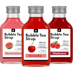 ONHA Bubble Tea Sirupas - 3 vnt. - Intensyvaus vaisių skonio - vyšnių, aviečių, arbūzo gėrimų sirupas