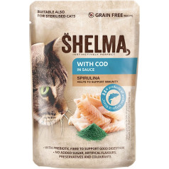 Shelma menkės ir spirulinos paketėlis katėms 85g