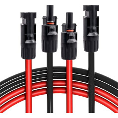 HISports Solarkabel 4 mm² 3m,1Paar Solarkabelverlängerung 10AWG, Photovoltaikkabel IP67 Wasserdichter Stecker