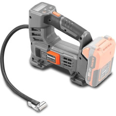 FUXTEC 20 V akumuliatorinis kompresorius - 10,3 barų (150 PSI) oro kompresorius - oro siurblys su Presta vožtuvo adapteriu, skirtas pneumatinėms padangoms, čiužiniams ir kamuoliams (be akumuliatoriaus ir įkroviklio)