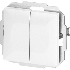 Dvigubas šoninis jungiklis Pearl, 10A, 250V, WP-2/5P, baltas