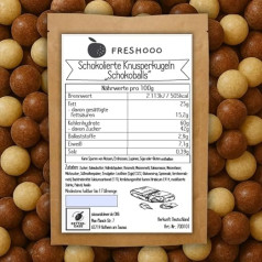 freshooo® Chocolate Crispies | 1,0 kg | Šokoladiniai traškučiai | Šokoladiniai rutuliukai | Pieninis ir baltasis šokoladas | Ekologiškai tausojanti pakuotė