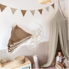 lilimaus Bunting Audinys [šviesiai ir tamsiai smėlio spalvos] - Bunting Vaikų kambarys - 100 % medvilnės rankų darbo girlianda Audinys - muslino Bunting - Namų lovos dekoracijos Mergaitės ir berniukai - girlianda kūdikių kambariui