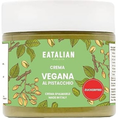Eatalian by AMZ BETTER Pistacijų kremas Vegan be cukraus, skanus veganiškas užtepas be cukraus, idealiai tinka ant duonos, puikiai tinka su ledais arba kaip pusryčių užtepas, 200 g, pagamintas Italijoje
