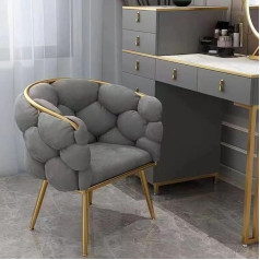Tzufa Aksominis akcento krėslas, miegamojo poilsio krėslas su auksinėmis metalinėmis kojelėmis, lengvas prabangus burbulinis krėslas, elegantiškas, patogus minkštas viengulis krėslas svetainei / makiažo kambariui, tamsiai pilkas