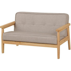 Dgbaobei Vaikiška sofa PVC odos porankis sofa medinio rėmo kojos 2 sėdimos vietos vaikiškos sofos berniukams mergaitėms (šviesiai pilka)