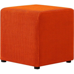 Fascinatdeco Įtempiamas taburetės dangtelis Stačiakampio formos taburetės kojų atramos apsauginis dangtelis su elastiniu pagrindu, languotas elastano žakardinis audinys (oranžinis)