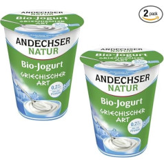 Andechser Jogurtas Natūralus graikiškas jogurtas 0,2% riebumo Graikiškas jogurtas iš nugriebto pieno 0,2% riebumo 400 g x 2 vienetai [šviežumo garantija]