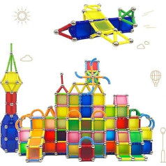 232 dalių dėlionė Magnetiniai statybiniai blokai Žaislas Magnetinis statybinis rinkinys Montessori švietimo žaislas vaikams Žaisti krovimo žaidimą su magnetinėmis plytomis ir lazdelėmis