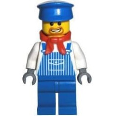 LEGO laisva minifigūrėlė traukinio mašinistas Maksas iš LEGO