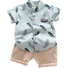 Vaikai mažylis kūdikis berniukai kietas mygtukas marškiniai kelnės rinkinys atsitiktinis vaikai drabužiai (2-13 metų) vasaros Tops + šortai elastingas juosmuo drabužių rinkiniai mergaitėms šalis suknelė laiškas