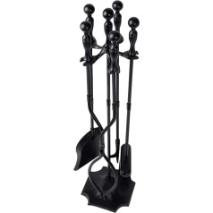 Kaimiškas židinio įrankių rinkinys 5 dalių kaustytos geležies įrankių rinkinys Fire Pit Poker Set Židinio medžio krosnelė Log - replės laikiklis įrankių rinkinys su rankenomis Juoda Židiniai Širdys dekoracijos priedai