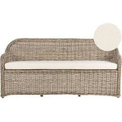 3-vietė sodo sofa su porankiais Ratano natūralios spalvos pagalvėlės Smėlio spalvos Boho Susua