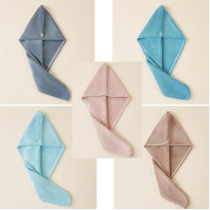 Haarturban aus dicker Mikrofaser, 27,9 x 71,1 cm, 5 Stück, mit elastischer Schlaufe, super weich, saugfähig, schnell trocknend, Farbe 2, 5 Stück