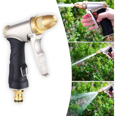 Gartenschlauch-Spritzpistole mit Vollmessingdüse, Schlauchrohr-Spritzpistole, robuste Metall-Wasserpistole, Hochdruck-Sprühdüse für Pflanzen, Bewässerung, Gartenreinigung, Autowaschen und