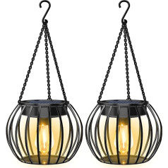 2 x LED saulės žibintai - aukštos kokybės saulės lempa 1500 mAh baterija 3,7 V saulės kolektorius šiltai balta, įskaitant bateriją Saulės sodo lempa žibintas
