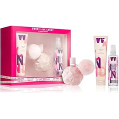 3 dalių dovanų rinkinys moterims, 3,4 oz EDP purškalas, 3,4 oz kūno suflė, 4 oz kūno dulksna