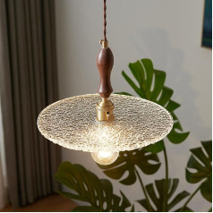 Hobaca Nordic Pendelleuchten E27 Glas Lampenschirm Kreativ Retro Restaurant Bar Küche Insel Walnuss Kronleuchter Einstellbar 20cm Decke Hängelampen