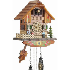 Laikrodis su kukaite iš tikro medžio Baterija veikiantis kvarcinis judesys Muzikinis kukaitės skambutis Heidi House II 25 cm 60830000
