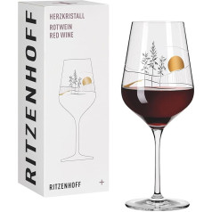 RITZENHOFF 3001008 Raudonojo vyno taurė 500 ml - Serija Heart Crystal Nr. 8 - Taurė su japonišku motyvu rožinio aukso spalvos - Pagaminta Vokietijoje