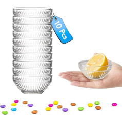 10 pakuočių Mini Dip Bowls Skaidraus stiklo dubenėliai 2,5 uncijos maži paruošiamieji dubenėliai 3 colių padažų indai, skirti pagardams, padažams ir ledams plauti indaplovėje