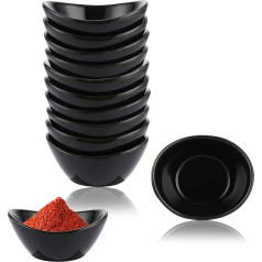 12 dubenėlių rinkinys, 1,5 oz, keraminiai dubenėliai, juodi, mini dubenėliai, sojų padažo dubenėliai, dubenėlių rinkinys padažams, uogienei, pomidorų padažui, suši, griliui, užkandžiams, desertams, riešutams