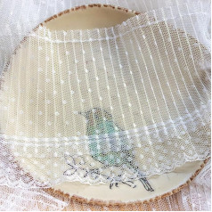 11 cm x 15 jardų nėrinių riba su Polka Dots, skaidrios Ruched nėrinių audinio apdaila, platus nėrinių juostelės nėrinių Ruffle apdaila, pasidaryk pats dekoratyviniai nėriniai, už apatiniai sijonai vestuvių suknelė, balta