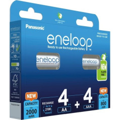 eneloop rinkinys 4x aa 2000mah + 4x aaa 800mah