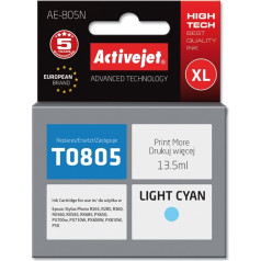 Effiki Activejet ae-805n rašalas (pakaitinis epson t0805; aukščiausios kokybės; 13,5 ml; šviesiai mėlynas)
