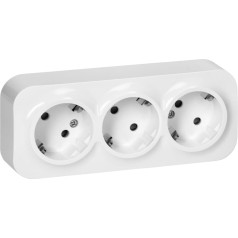 Trigubas kištukinis lizdas ToDo 2P+Z Schuko IP20, 16A, 230V AC, baltas, 10 vnt.