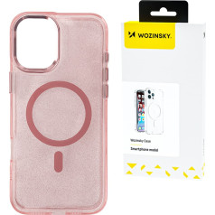 Apsauginis dėklas Samsung Galaxy S24 FE Glitter Case Mag Safe - rožinis su blizgučiais