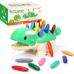 YPLUS dinozaurų žaislas su žemės riešutų vaško kreidelėmis, Montessori sensorinis žaislas, lavinantis smulkiosios motorikos įgūdžius, 24 spalvų spalvinimo pieštukai, žaislas mažyliams, veiklos rinkinys 3-5, 2-4 metų vaikams
