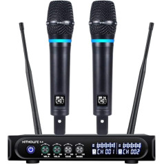 Kithouse S9 UHF įkraunama belaidė mikrofonų sistema Karaokė mikrofonas Belaidis mikrofonas belaidis dvigubas su 