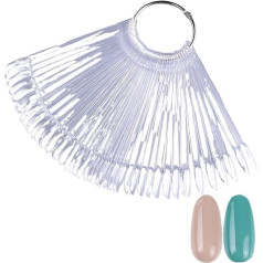 HEXHUASR 50 Stück Display-Tipps for falsche Nägel, klare Farbkarte im Natur-Oval-Fächer-Stil, UV-Gel-Nagellack, zeigt Palette, Übungs-Maniküre-Werkzeuge(A23-02)