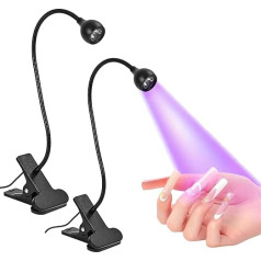 2 Stück Clip-On-Schreibtisch-Nagellampen, USB-betriebener LED-Nageltrockner, flexibler Schwanenhals für Präzisionsbeleuchtung, Schwarz