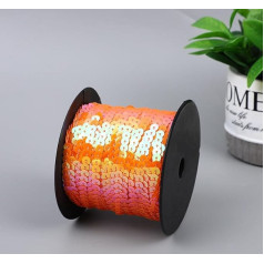 SYSUII 100 jardų elastingas Sequin Trim 6 mm Sequin juostelės plokščios blizgučių juostelės ribos Sequin Trim Sequin Laidas DIY siuvimo kostiumai amatai puošmenos papuošalai papuošalų gamyba oranžinė