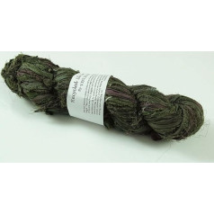 Vintageandyou 100 g perdirbti Sari šilko juostelės siūlai, papuošalų gaminimo apdaila - alyvuogių žalia mišinys