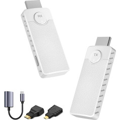 Belaidis HDMI siųstuvo ir imtuvo rinkinys 165ft/50M, mažo vėlavimo 1080P Full HD vaizdo transliacija, 2,4/5,8 GHz dviejų dažnių juosta, automatinis suporavimas kompiuteriui, nešiojamajam kompiuteriui, televizoriui, monitoriui ir projektoriui, priju