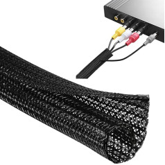 3M kabelio apsauga - įkrovimo kabelio apsauga - telefono kabelio nuimamas lankstus kabelio vamzdelis - C tipo įkrovimo kabelio apsauga, skirta USB maitinimo laidui, garso ir vaizdo kabeliui, apsauganti nuo kramtymo su naminiais gyvūnais (19 mm, juoda)
