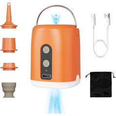 Elektrinis oro siurblys oro čiužiniui, 1600 mAh akumuliatoriaus oro siurblys oro čiužinys, skirtas pripūsti ir išpūsti ir LED šviesa, 4,5 kPa elektrinis oro siurblys oro čiužinys su 4 oro purkštukais, skirtas stovyklavimo čiužiniui, vakuumini